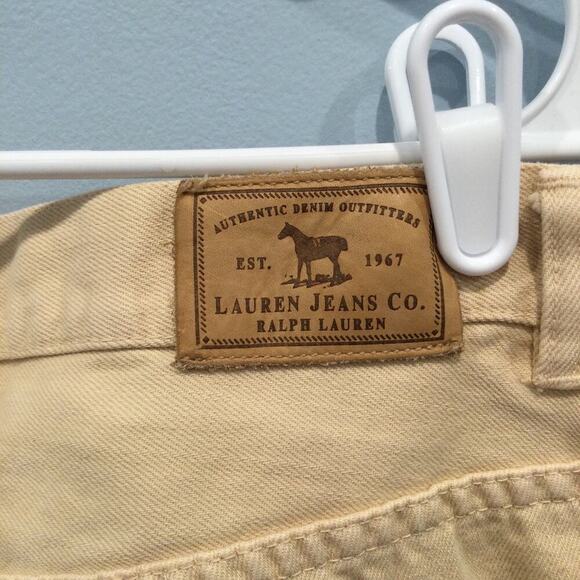 Ralph Lauren Womens Beige Denim Jeans Plus Size 14W 14 Embroidered Khaki Boho - Picture 8 of 10